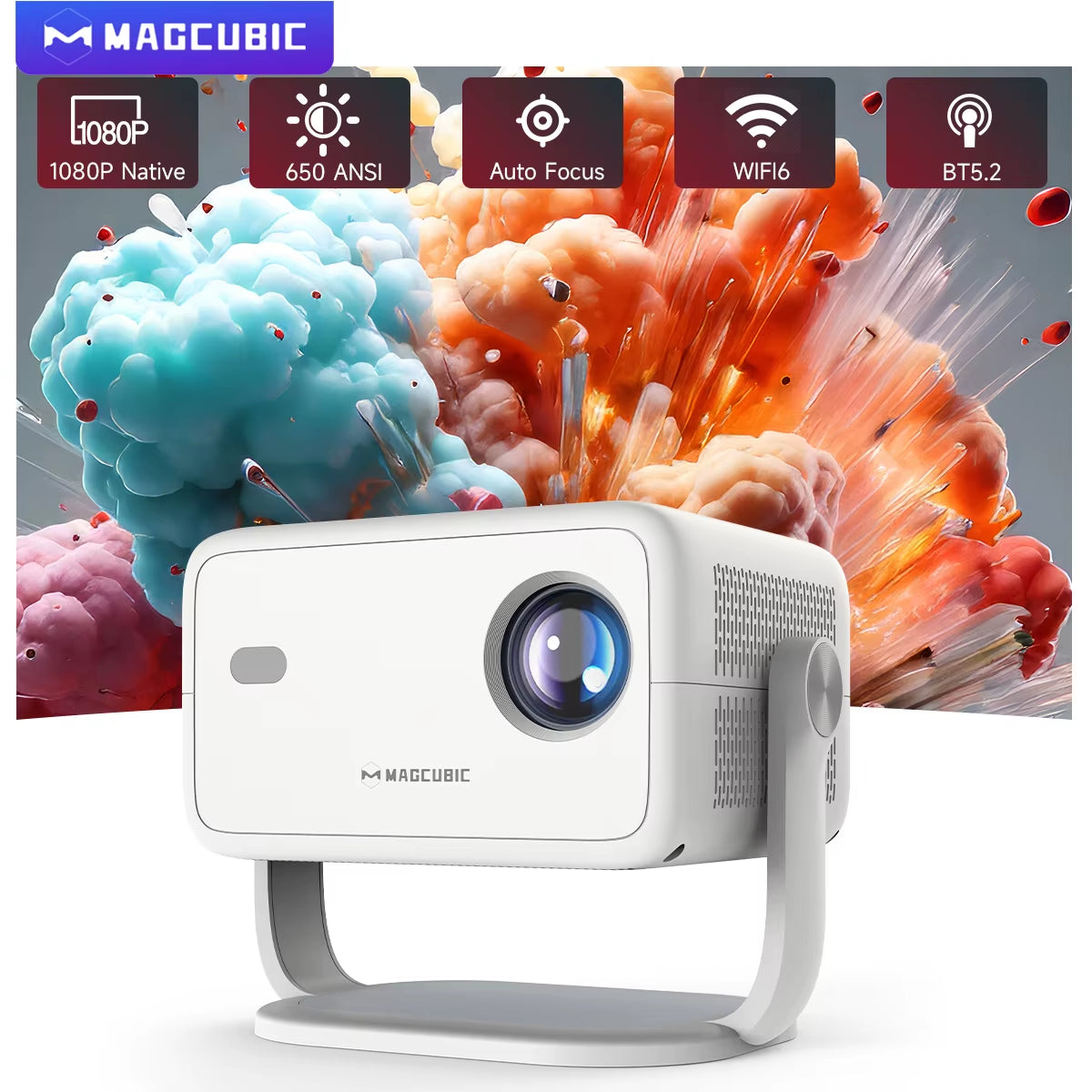 650ANSI L018 4K Native Portable Projector 1080P Auto Focus Keystone Correction Android 11 BT5.2 WIFI6 360° Home Cinema