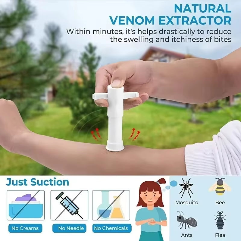 Vacuum Venom Suction Tool Poison Remover Bug Bites Bee Wasp Stings Natural Insect Bite Relief Outdoor Emergency Survival Kit