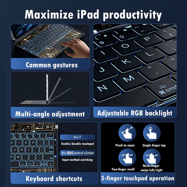 360 Swivel Magic Keyboard Clear Case for Ipad Air6 11Inch 2024 with Smart Trackpad for Ipad Pro 6Th Generation Gen Rotating Case