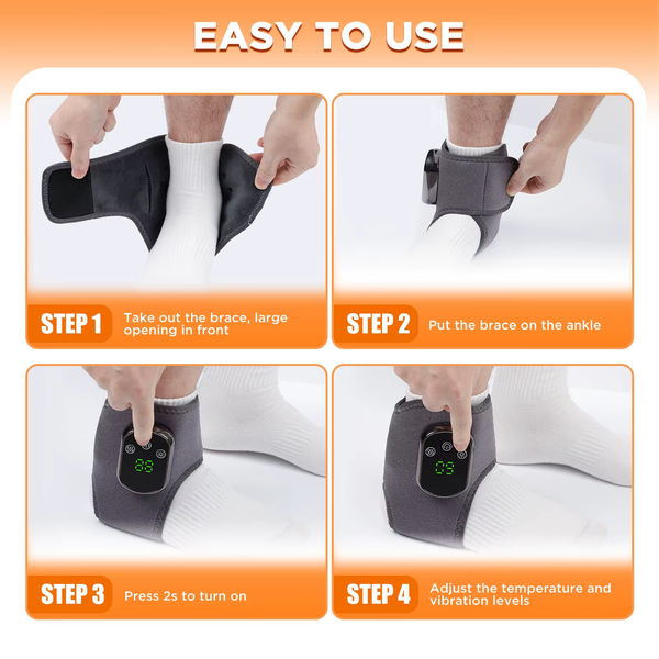 Electric Foot & Ankle Massager - 3/5 Vibration Gears with Hot Compress Ankle Wrap Brace for Muscle Relaxation & Health Care