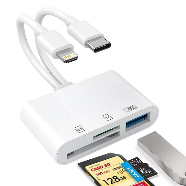 SD Card Reader 5-In-1 Lightning /Type C to USB 3.0/SD/TF Card Adapter Memory Card Reader for Iphone Ipad Macbook Samsung Andro