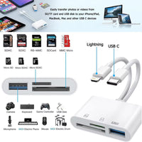 SD Card Reader 5-In-1 Lightning /Type C to USB 3.0/SD/TF Card Adapter Memory Card Reader for Iphone Ipad Macbook Samsung Andro