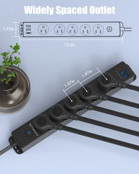 Surge Protector Power Strip with USB C Ports, 10FT Braided Extension Cord, 5 Outlets and 3 USB Ports(1 USB C),  Mountable Power Strips Flat Plug with Overload Protection