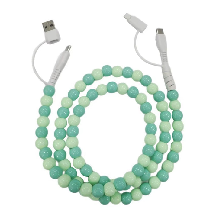 4 in 1 Beaded Fast Charging Cable for Iphone High-Speed 60W PD3.0 Charging for Iphone Fast Data Sync Beads Phone Cable Wide
