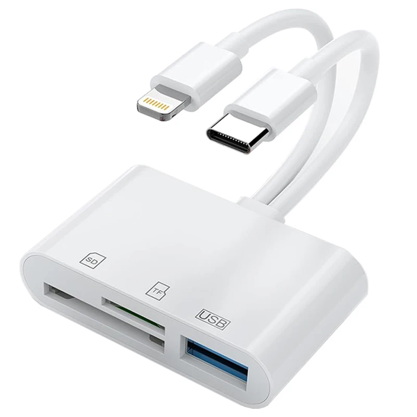 SD Card Reader 5-In-1 Lightning /Type C to USB 3.0/SD/TF Card Adapter Memory Card Reader for Iphone Ipad Macbook Samsung Andro