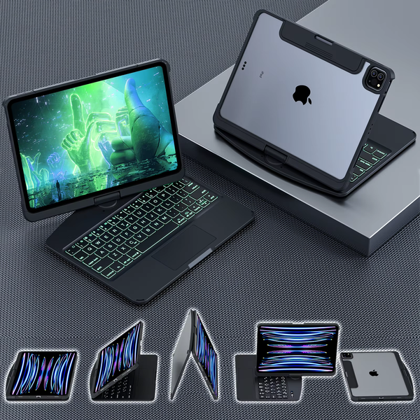 360 Swivel Magic Keyboard Clear Case for Ipad Air6 11Inch 2024 with Smart Trackpad for Ipad Pro 6Th Generation Gen Rotating Case