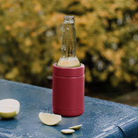 Stainless Steel 12Oz Vacuum Insulated Cooler and Bottle Chiller | Double Wall Can and Bottle Cooler | Copper Plated Metal Chiller | Crimson Red