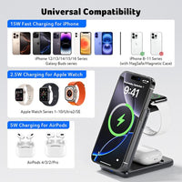 Acer 3 in 1 Using Apple Latest Technology Magnetic Wireless Charger, Wireless Charging Station, 15W Fast Magsafe Charger for Iphone 17 16 15 14 13 12 Series -Apple Watch 10 9 8 7 6 5 4 3 2 SE and Ultra Series-Airpods 4 3 2 Pro Series