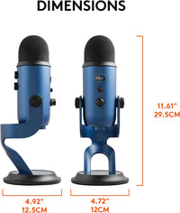 Logitech Creators  Yeti USB Microphone for Gaming, Streaming, Podcast, Youtube, Discord, PC, Studio Sound, Plug & Play-Midnight