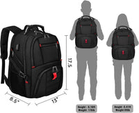 Large Backpack for Men, Extra Large Laptop Backpacks for Men Women, Water Resistant Travel Backpack Airline Approved Business Work Bag with USB Charging Port Fits 17 Inch Computer, Black