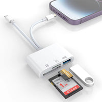 SD Card Reader 5-In-1 Lightning /Type C to USB 3.0/SD/TF Card Adapter Memory Card Reader for Iphone Ipad Macbook Samsung Andro